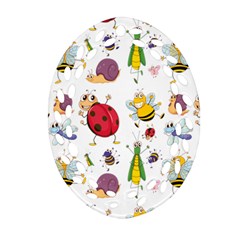 Cute Cartoon Insects Seamless Background Ornament (oval Filigree)