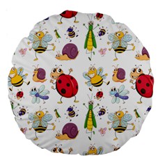 Cute Cartoon Insects Seamless Background Large 18  Premium Round Cushions