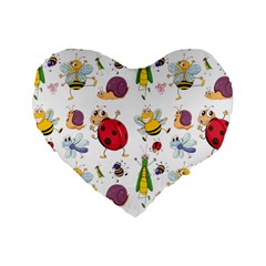 Cute Cartoon Insects Seamless Background Standard 16  Premium Heart Shape Cushions