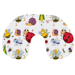 Cute Cartoon Insects Seamless Background Travel Neck Pillow