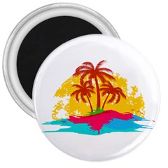 Holiday Tropical Elements Leaf Orange 3  Magnets