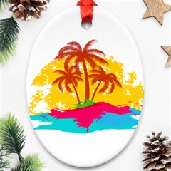 Holiday Tropical Elements Leaf Orange Ornament (oval)