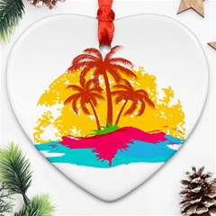 Holiday Tropical Elements Leaf Orange Ornament (heart) by Jancukart