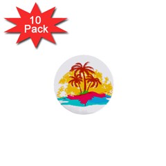 Holiday Tropical Elements Leaf Orange 1  Mini Buttons (10 Pack) 