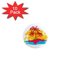 Holiday Tropical Elements Leaf Orange 1  Mini Magnet (10 Pack) 