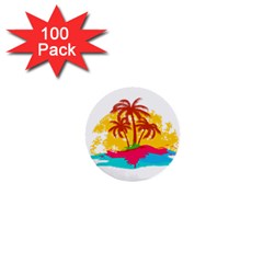 Holiday Tropical Elements Leaf Orange 1  Mini Buttons (100 Pack) 