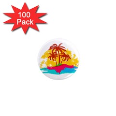 Holiday Tropical Elements Leaf Orange 1  Mini Magnets (100 Pack) 