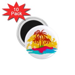 Holiday Tropical Elements Leaf Orange 1 75  Magnets (10 Pack) 