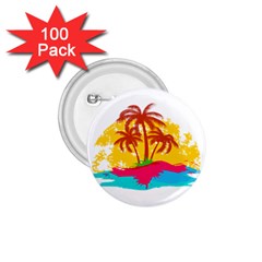 Holiday Tropical Elements Leaf Orange 1.75  Buttons (100 pack) 