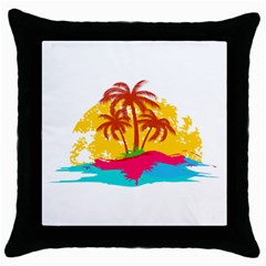 Holiday Tropical Elements Leaf Orange Throw Pillow Case (Black)