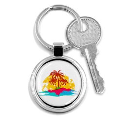 Holiday Tropical Elements Leaf Orange Key Chain (Round)