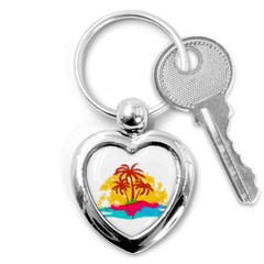 Holiday Tropical Elements Leaf Orange Key Chain (heart) by Jancukart