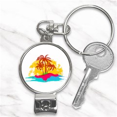 Holiday Tropical Elements Leaf Orange Nail Clippers Key Chain by Jancukart