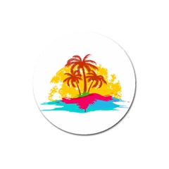 Holiday Tropical Elements Leaf Orange Magnet 3  (round)