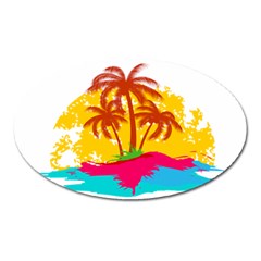 Holiday Tropical Elements Leaf Orange Oval Magnet