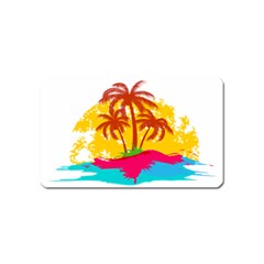 Holiday Tropical Elements Leaf Orange Magnet (name Card)