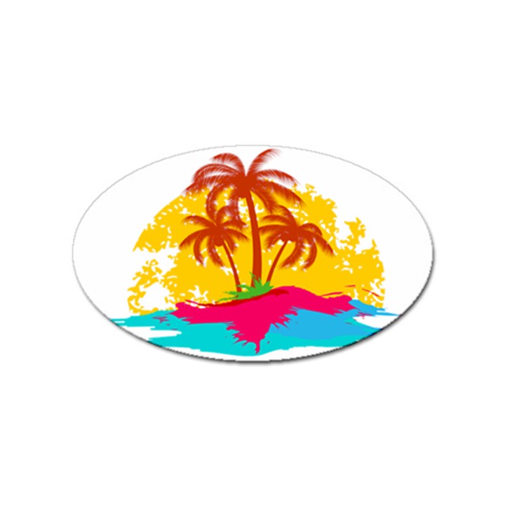 Holiday Tropical Elements Leaf Orange Sticker Oval (100 pack)