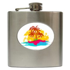 Holiday Tropical Elements Leaf Orange Hip Flask (6 Oz)