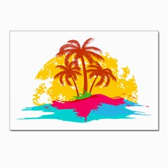 Holiday Tropical Elements Leaf Orange Postcards 5  X 7  (pkg Of 10) by Jancukart