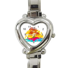 Holiday Tropical Elements Leaf Orange Heart Italian Charm Watch by Jancukart