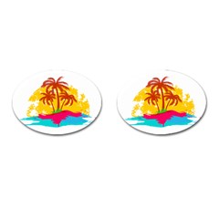 Holiday Tropical Elements Leaf Orange Cufflinks (oval) by Jancukart