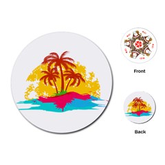 Holiday Tropical Elements Leaf Orange Playing Cards Single Design (round) by Jancukart