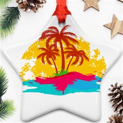 Holiday Tropical Elements Leaf Orange Star Ornament (two Sides) by Jancukart