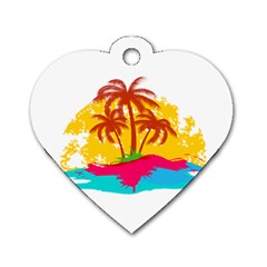 Holiday Tropical Elements Leaf Orange Dog Tag Heart (two Sides) by Jancukart