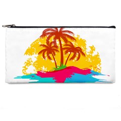 Holiday Tropical Elements Leaf Orange Pencil Case