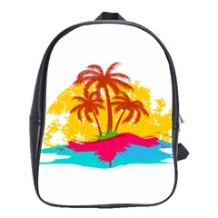 Holiday Tropical Elements Leaf Orange School Bag (large)