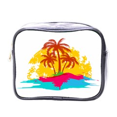 Holiday Tropical Elements Leaf Orange Mini Toiletries Bag (one Side)