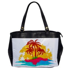 Holiday Tropical Elements Leaf Orange Oversize Office Handbag