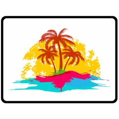 Holiday Tropical Elements Leaf Orange Fleece Blanket (Large) 