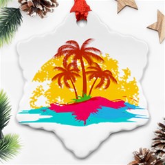 Holiday Tropical Elements Leaf Orange Ornament (Snowflake)