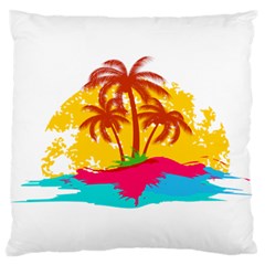 Holiday Tropical Elements Leaf Orange Large Cushion Case (one Side)