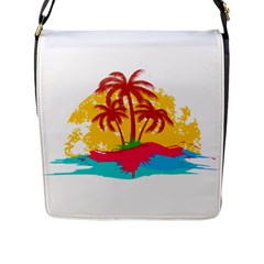 Holiday Tropical Elements Leaf Orange Flap Closure Messenger Bag (L)