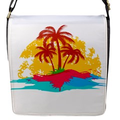 Holiday Tropical Elements Leaf Orange Flap Closure Messenger Bag (s)