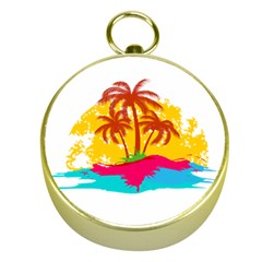 Holiday Tropical Elements Leaf Orange Gold Compasses