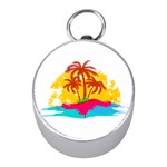 Holiday Tropical Elements Leaf Orange Mini Silver Compasses Front