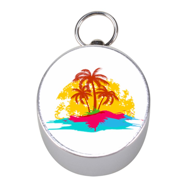 Holiday Tropical Elements Leaf Orange Mini Silver Compasses