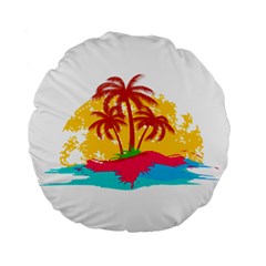 Holiday Tropical Elements Leaf Orange Standard 15  Premium Flano Round Cushions by Jancukart