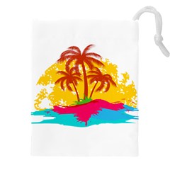 Holiday Tropical Elements Leaf Orange Drawstring Pouch (4xl)