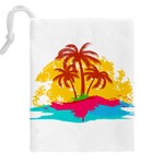 Holiday Tropical Elements Leaf Orange Drawstring Pouch (4XL) Back