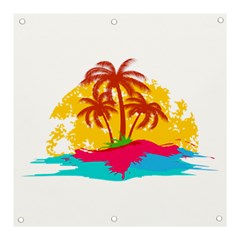 Holiday Tropical Elements Leaf Orange Banner and Sign 3  x 3 