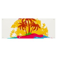 Holiday Tropical Elements Leaf Orange Banner And Sign 8  X 3  by Jancukart