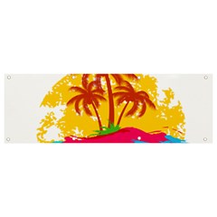 Holiday Tropical Elements Leaf Orange Banner And Sign 9  X 3  by Jancukart