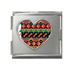 Tribal Pattern Seamless Border Mega Link Heart Italian Charm (18mm)