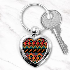 Tribal Pattern Seamless Border Key Chain (heart) by Jancukart