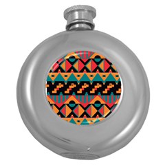 Tribal Pattern Seamless Border Round Hip Flask (5 Oz)