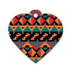 Tribal Pattern Seamless Border Dog Tag Heart (one Side)